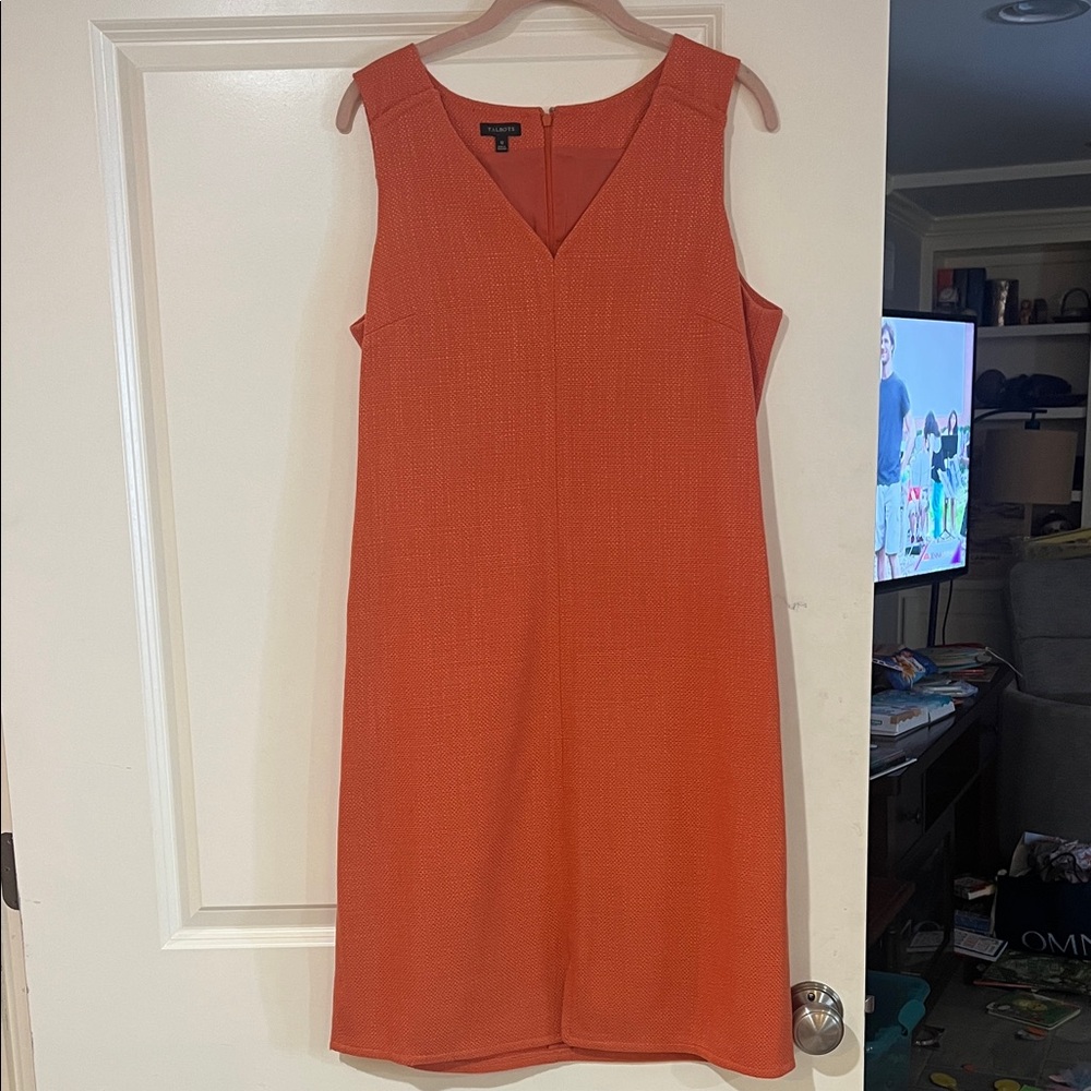 Talbots V-Neck Orange Midi Dress